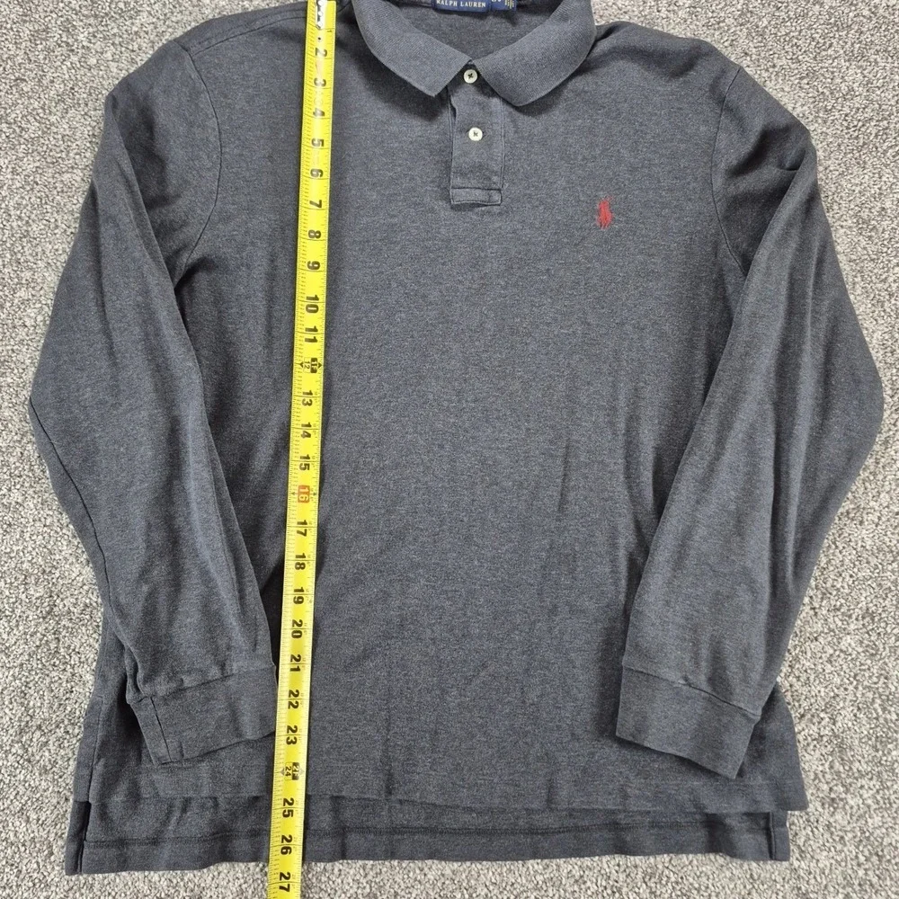 Polo Ralph Lauren‎ Rugby Polo Shirt Mens Large Dark Gray Long Sleeve Pony